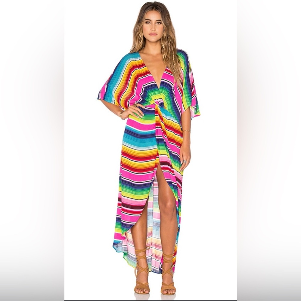 Show Me Your Mumu Get Twisted serape rainbow dress bathing suit cover up Small